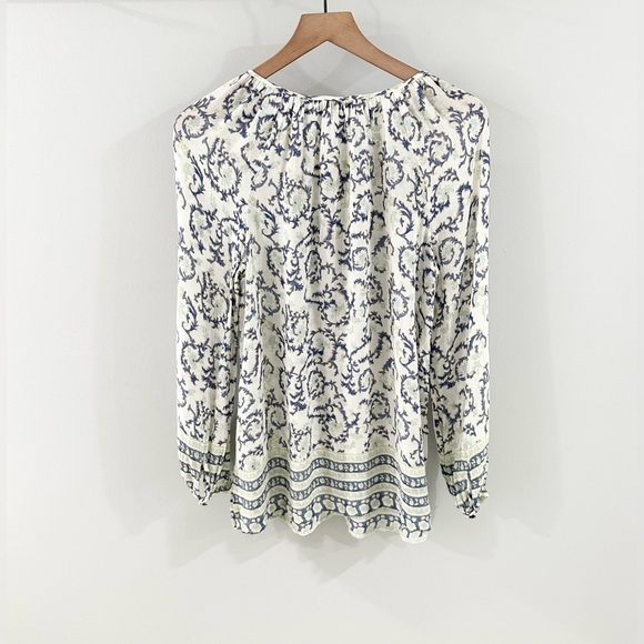 Lucky Brand Blouse Blue White Paisley Size Small - Picture 8 of 8
